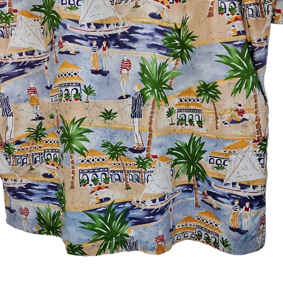 Men's Chaps Multicolored Hawaiian Shirt Short Sleeve Button Up Palm Trees, Sz XL - Picture 11 of 13